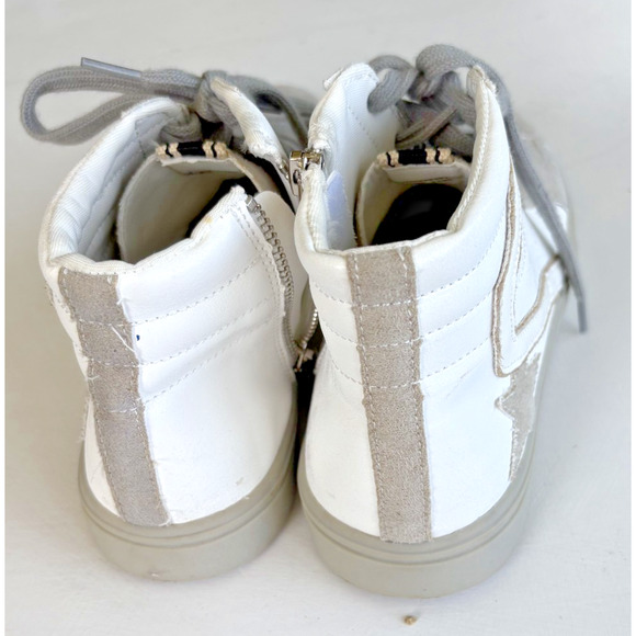 Euc Shu Shop Roxanne Distressed look White kids hi top size 5 - Picture 4 of 7